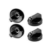 4teilig universell Knebel Schalter Drehknopf Knöpfe Backofen Kocher Herd schwarz
