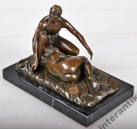 BRONZESKULPTUR FIGUR NACKTE FRAU EROTIK FRAUEN  PHALLUS BRONZE