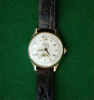 Leonidas triple calendar seltene Armbanduhr Herren Gold Vintage watch 