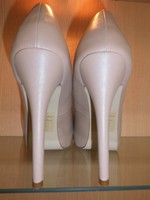  Lederlook Plateau High Heels Pumps Stiletteo nude beige rosa Größe 41 42 43