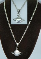 18" or 24 Inch Chain Necklace & Planet Symbol Charm Pendant Saturn Sign 