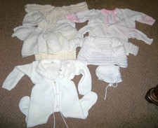 1970's Vintage Lot of Baby Clothes Sets Sweaters Hats Some Knitted Crocheted Lot