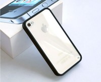 iPhone 4 4S Case TPU Hülle Cover Silikon Bumper Rahmen klar transparent SCHWARZ