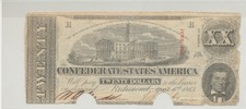 T-58 Pf-17 $20 1863 Confederate Paper Money