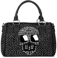 Bowling Bag Handtasche, Totenkopf, Sunglasses Strass Nieten, Henkeltasche, Damen