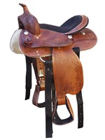 Westernsattel "Shawnee" Sattel Leder hellbraun aufwendig handpunziert 12"