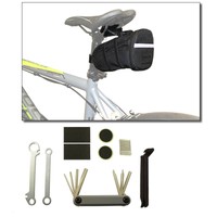 Fahrrad Satteltasche mit Werkzeug Flickzeug Minitool Tasche Reifenheber Toolbox