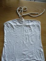 Vero Moda Neckholder T Shirt weis- pink gepunktet Gr: S/M 36/38 Baumw./Elasthan