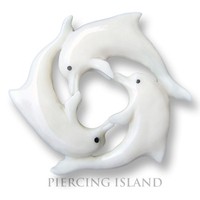 Delfin Dolphin Amulett Anhänger mit Band Bone Knochen Maori Schmuck PB169