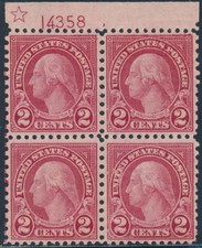 #579 Plate No. Block Of 4 W/ Star Vf Og (3)Nh (1)Lh Cv $550+ Bt1627