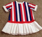 VINTAGE 50's 60's Little TODDLER GIRL DRESS Size 1/2 Red White Blue