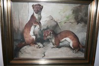 Paul HAUPTMANN (1887-1958) altes signiertes edles Orig.Ölgemälde Frettchen