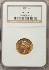 New listing
1878 Three Dollar Gold Piece Ngc Au 58