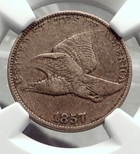 1857 Flying Eagle Cent United States of America Antique Penny Coin NGC i58124