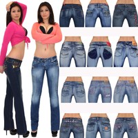 Damenjeans Damen Jeans Hose Bootcut Jeanshose Schlaghose Boot-Cut Hüfthose J150