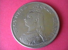 Double Florin 1889 Queen Victoria Jubilee Head 22.6g of Sterling Silver .925 Ef.