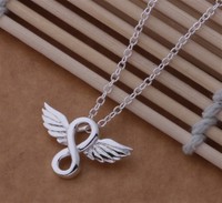 925 Sterling Silber pl. Halskette SCHUTZENGEL Anhänger Kette Engelsflügel