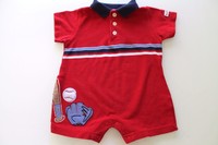 Carter's Boys red & blue collar baseball romper size 6 months