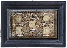 antique RELIQUARY RELICS  AND HUGES AGNUS DEI AND RELIC HOLY CROSS 18Th.