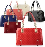 schicker Bowlingbag mit Prägungen Damen-Tasche Handtasche Schultertasche Farben