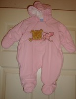 WALT/DISNEY~girl's~PINK/EMBROIDERED/POOH/HOOD/LINED/SNOWSUIT! (3/MO) "euc" CUTE!