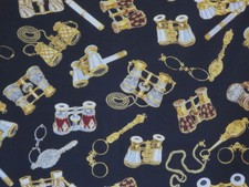 Cotton Fabric--Opera Glasses Print on Black from Benartex--One Yard
