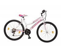 26" ZOLL DAMEN MOUNTAINBIKE HARDTAIL MTB FAHRRAD WEISS PINK 21 GANG SCHALTUNG 