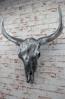 Deko Schädel silber Longhorn Skull Geweih Stier Hörner Bulle Hirschgeweih 