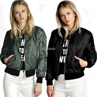 Damen Klassiche MA1 Militär Bomber Piloten Jacke Mantel Winterjacke Bikerjacke