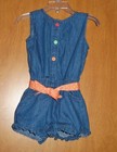 Cute Baby Girls Denim Crazy 8 Sleeveless Shorts Romper Outfit Size 18-24 months