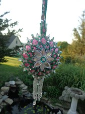 Cracker Box Christmas Ornament - Assembled - Pink w Encrusted Gemstones