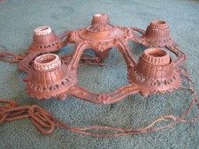 Vintage 1920s/30s Art Deco Cast Iron 5 Light Ceiling Fixture Chandelier