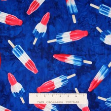 Patriotic Fabric - Red White Blue Popsicles - Benartex Kanvas Studio YARD