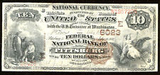 1882, $10 Fr 490 Large Size National Fr 490, Charter # 6023 Vf20, Nbn Pittsburg,