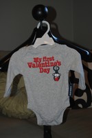 Old Navy Gray My First Valentine's Day Monkey One Piece - Size 3-6 Months
