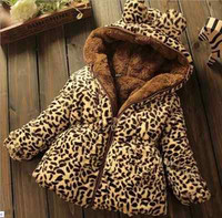 Baby Toddler girls winter Add wool leopard grain Hooded Coat Outerwear Jacket