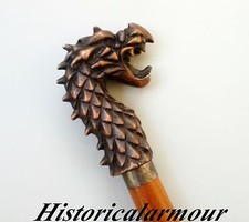 Vintage Antique Style Dragon Head Wood Victorian Walking Stick Cane X-Mas Gift