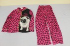 Pugs and Kisses Fleece Hot Pink Animal Print 2 Piece Fall/Winter Pajama Set 6 6X