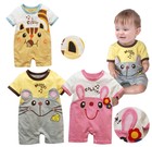 BABY SUMMER SHORT SLEEVE ANIMAL ROMPER NEWBORN BOY GIRL JUMPSUIT BABYGROW OUTFIT