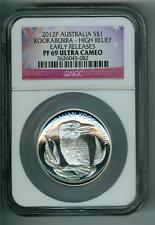 Australia 2012-P $1 One Oz. .999 Silver Kookaburra High Relief Ngc Pf-69 Uc