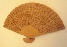 Vintage Fan "Carved"? Die Cut? Wood Asian