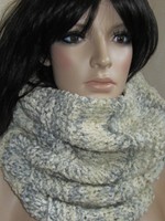 Kuschelringschal/taubenblau-vanille-naturweiss*Bohemian Paradise*handgestrickt