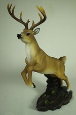 Leaping White Tail Deer Statue Desktop Figurine New Buck Elk Doe Wildlife Resin
