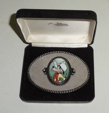 Goofy Belt Buckle ~ Cowboy ~ Suede, Ceramic, Silver-tone ~ Disney