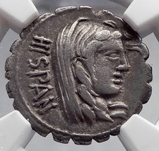 Roman Republic 81BC Rome Defeats TRIBES of Spain Province Silver Coin NGC i60191