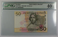 1996-2003 Sweden 50 Kronor Note Pick #62sp Pmg 40 Ext Fine Epq Details Better