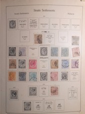Page Straits Settlements 10c on 30c 1880 postage stamp, & others