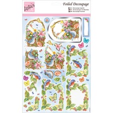 "Anita's A4 Foiled Decoupage Sheet-Birds & Berries, Set Of 6"