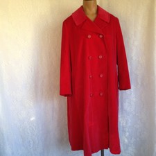 Vtg Surrey Classics Solid Red Cotton Velour Double Breasted Lined Coat Size S