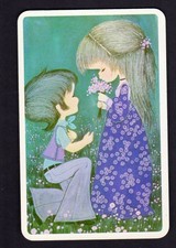 Vintage Swap Card - Young Boy Proposing to Girl (BLANK BACK)